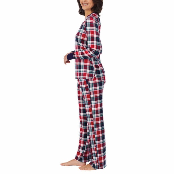 Nautica Women's 2 Piece PJ Pajama Set - Red Plaid - Picture 3 of 6